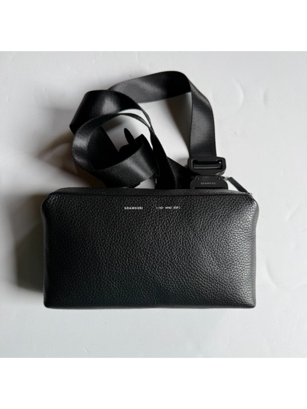 GRAMS(28) 157 Essential Sling -Black Leather Crossbody Bag - EDC